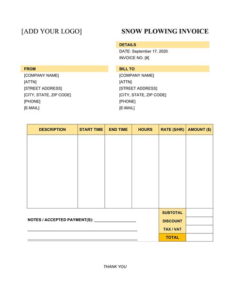 Snow Removal Invoice Template